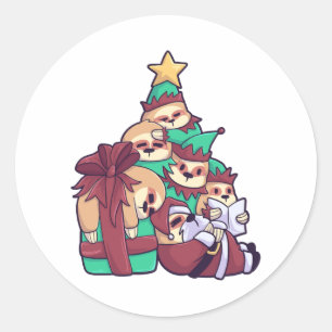 Christmas tree Sloth Sloth Classic Round Sticker
