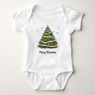 Christmas Tree Snow Decorations Presents Custom Baby Bodysuit