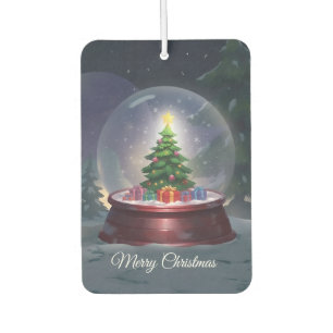 Christmas Tree Snow Globe  Car Air Freshener