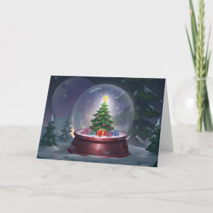 Christmas Tree Snow Globe Card
