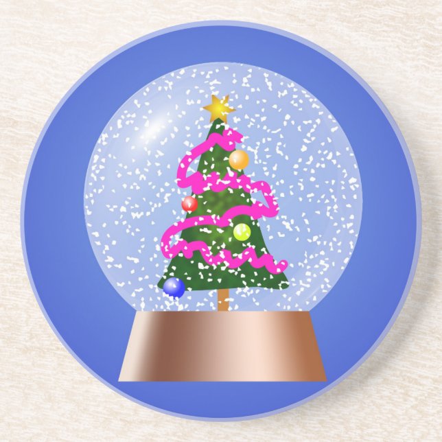 Christmas Tree Snow Globe Coaster (Front)