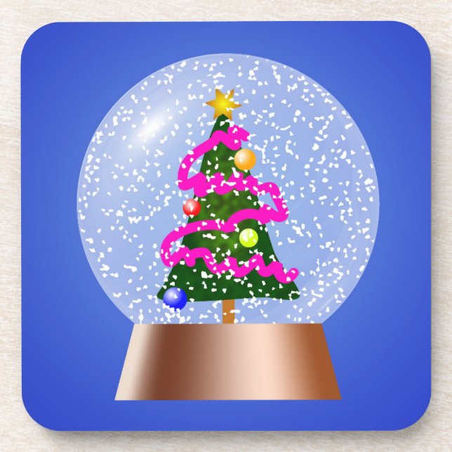 Christmas Tree Snow Globe Coaster (Front)