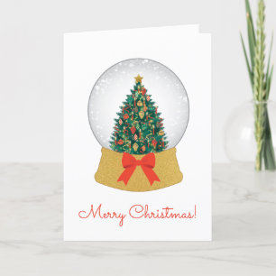 Christmas Tree Snow Globe Folded Holiday Card