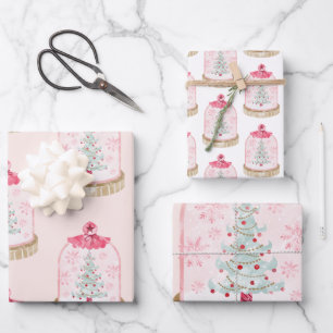 Christmas Tree Snow Globe Holiday Wrapping Paper Sheet