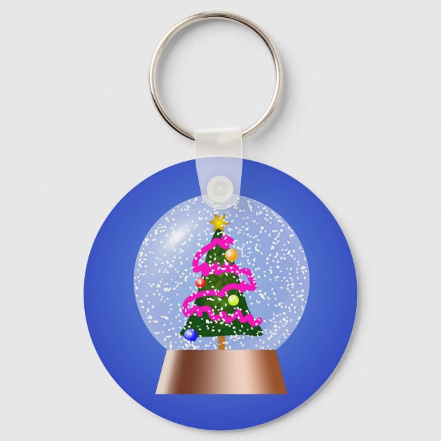 Christmas Tree Snow Globe Key Ring (Front)