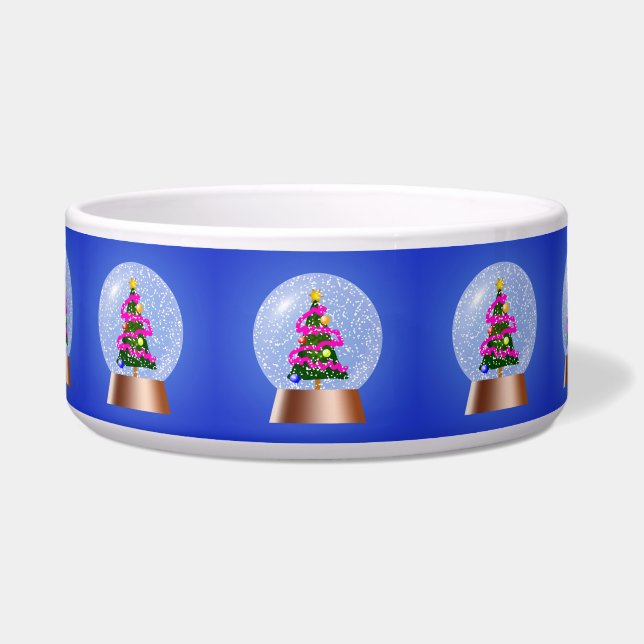 Christmas Tree Snow Globe Pet Bowl (Front)