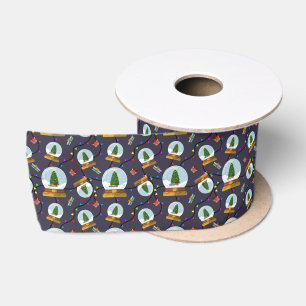 Christmas Tree Snow Globes Satin Ribbon
