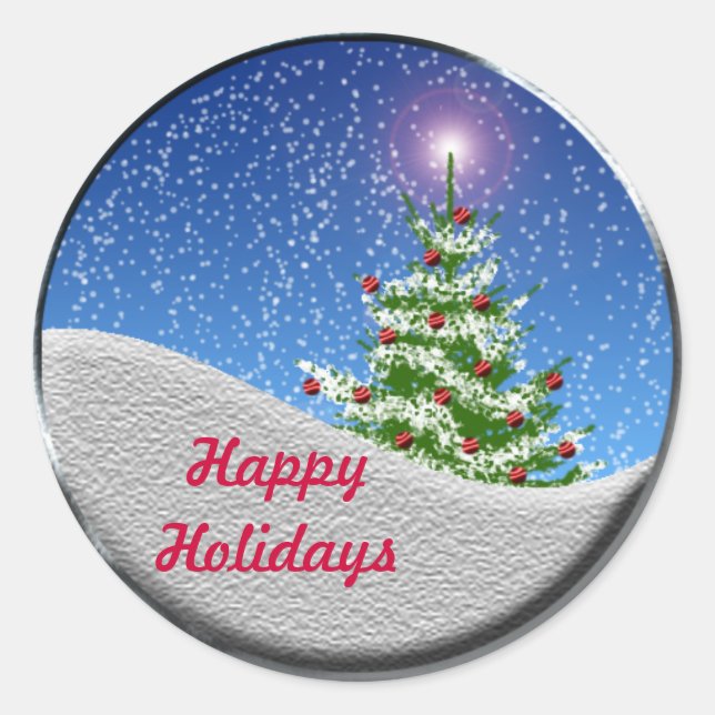 Christmas Tree Snow Holiday Season Card Stickers (Front)