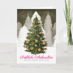 Christmas Tree Snow in German Folded Holiday Card