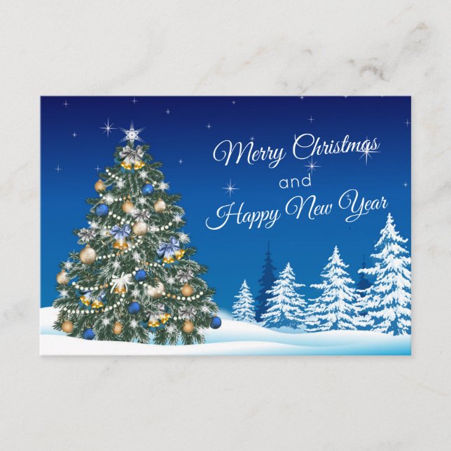 Christmas Tree Snow Merry Christmas Enclosure Card (Front)