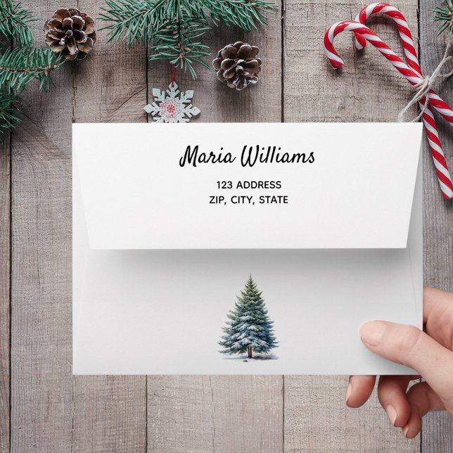 Christmas tree snow return address envelope (Creator Uploaded)