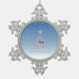 Christmas tree snowflake pewter christmas ornament