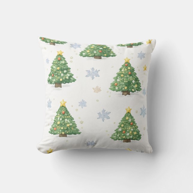 Christmas Tree Snowflake Pillow (Front)