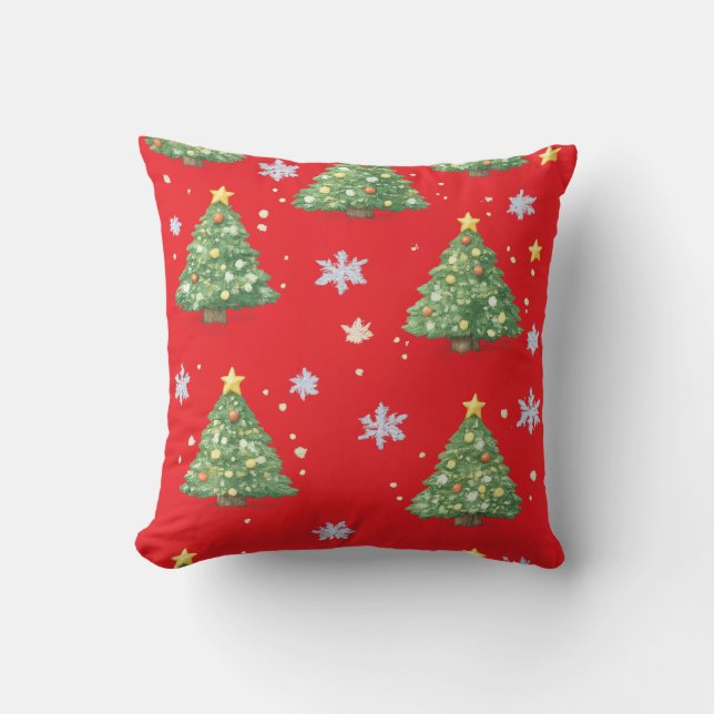 Christmas Tree Snowflake Pillow (Front)