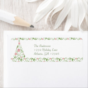 Christmas Tree Snowflake Swirl Christmas Return Return Address Label
