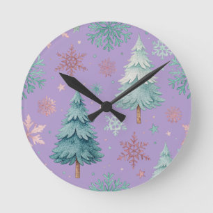Christmas Tree & Snowflake Wall Clock