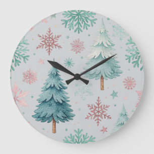 Christmas Tree & Snowflake Wall Clock