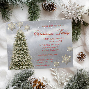 Christmas Tree Snowflakes,CorporateChristmas Party Invitation