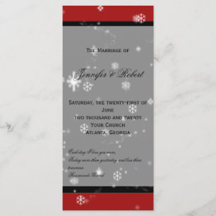 Christmas Tree Snowflakes Red Wedding Program