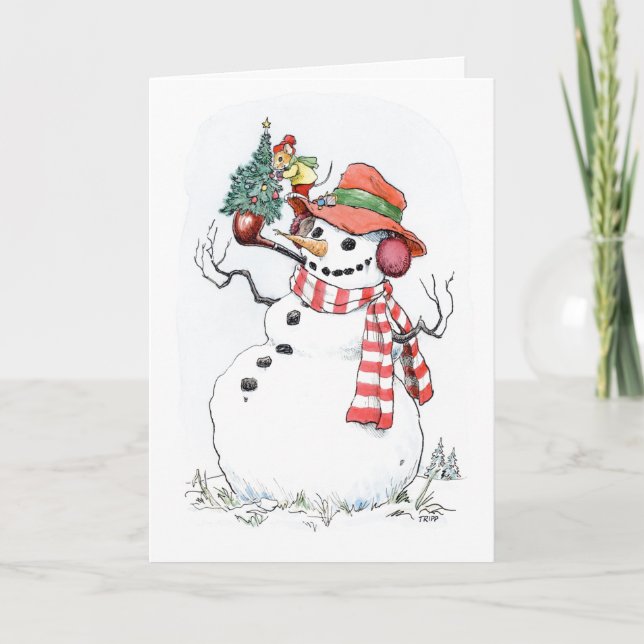 Christmas Tree Snowman Card (Front)