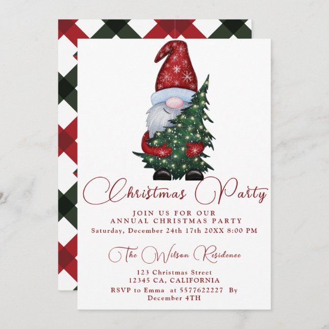 Christmas Tree Snowman Christmas Party Invitation (Front/Back)
