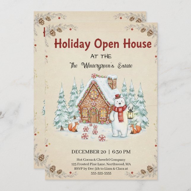 Christmas Tree Snowman Christmas Party Invitation (Front/Back)