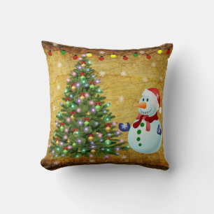 Christmas Tree Snowman Cushion