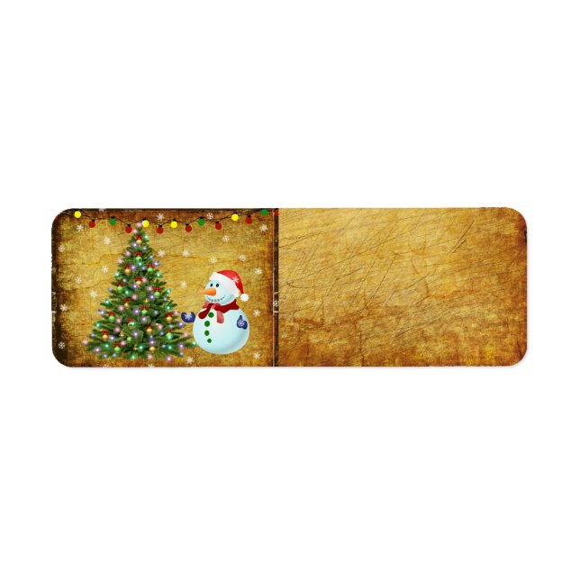 Christmas Tree Snowman Return Address Label (Front)