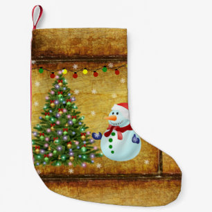 Christmas Tree Snowman Small Christmas Stocking
