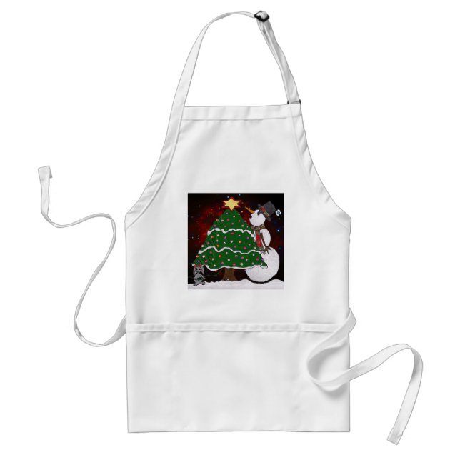 Christmas Tree Snowman Surprise Art Print Standard Apron (Front)