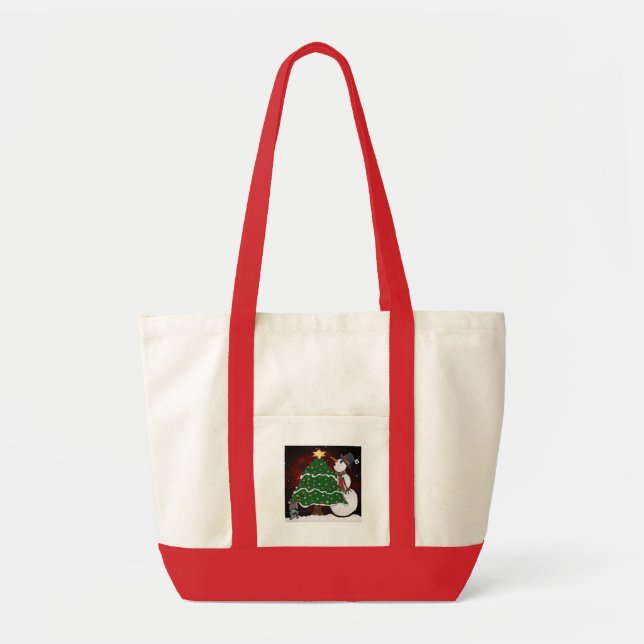 Christmas Tree Snowman Surprise Art Print Tote Bag (Front)