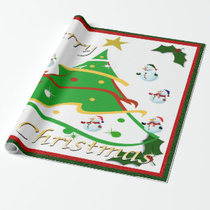 Christmas Tree & Snowmen  - Wrapping Paper