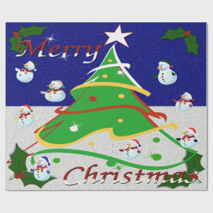 Christmas Tree & Snowmen - Wrapping Paper