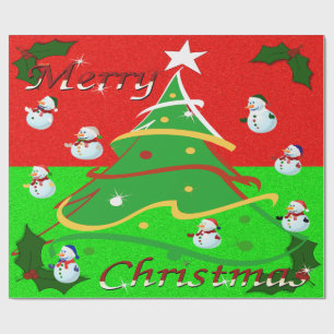 Christmas Tree & Snowmen  - Wrapping Paper