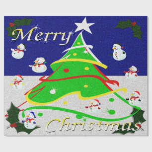 Christmas Tree & Snowmen - Wrapping Paper