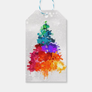 Christmas Tree, Splatter Paint, Primary Colours Gift Tags