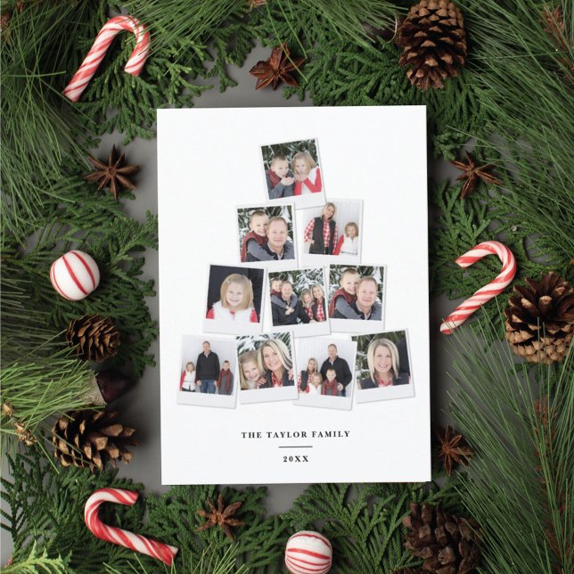 Christmas Tree Square Kids Photo Collage Holiday Card (Creator Uploaded)