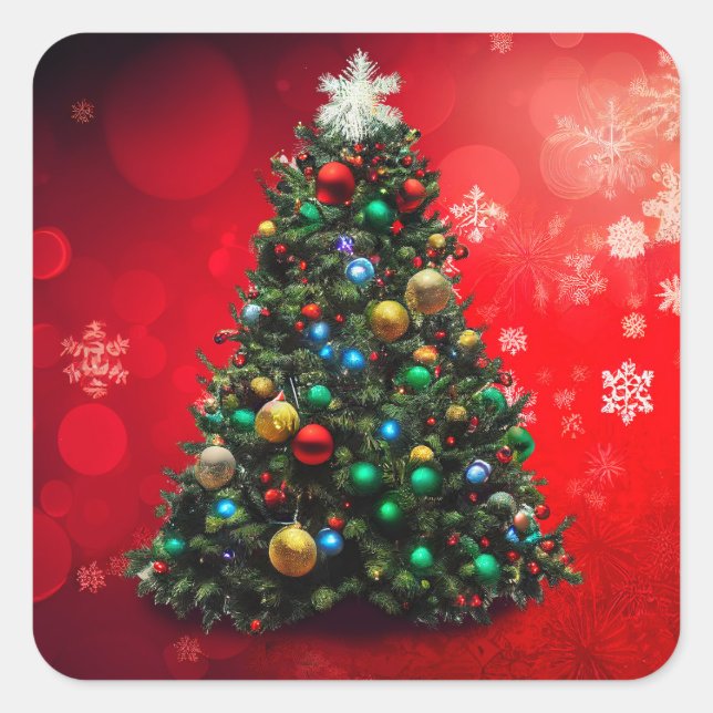 Christmas Tree Square Sticker (Front)