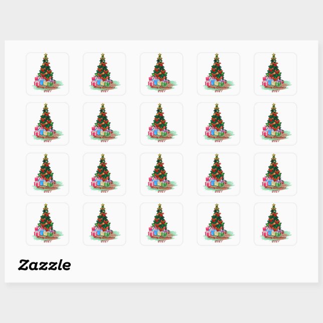 Christmas Tree Square Sticker (Sheet)