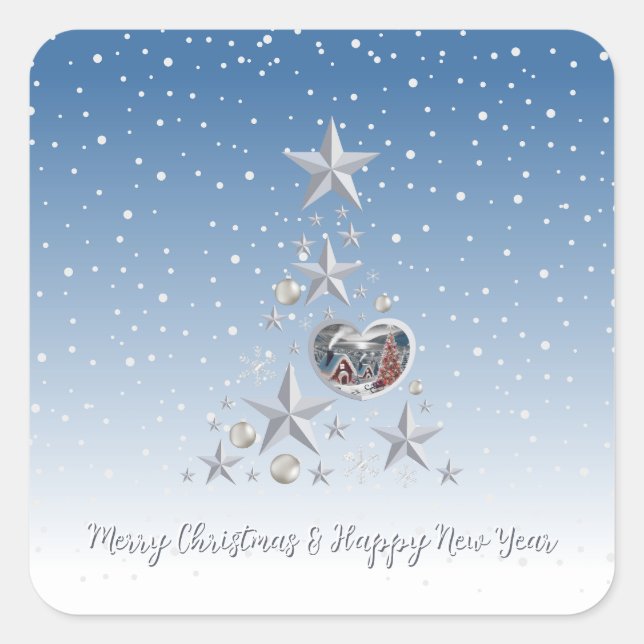 Christmas tree square sticker (Front)