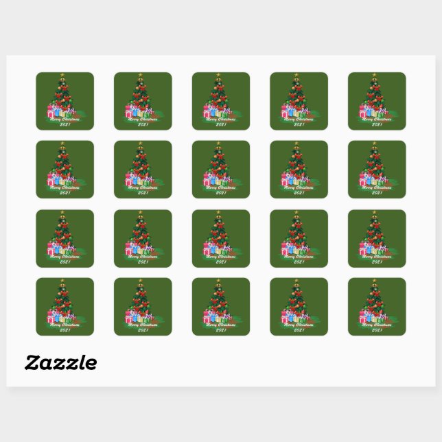 Christmas Tree Square Sticker (Sheet)
