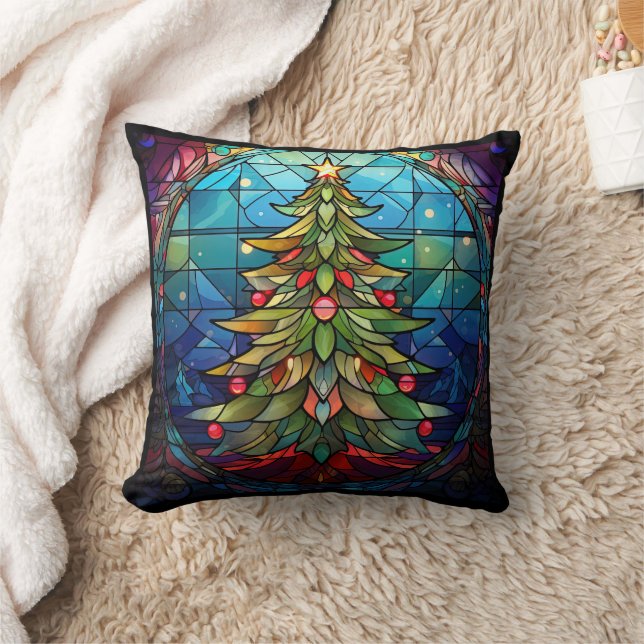 Christmas Tree Stained Glass Cushion (Blanket)