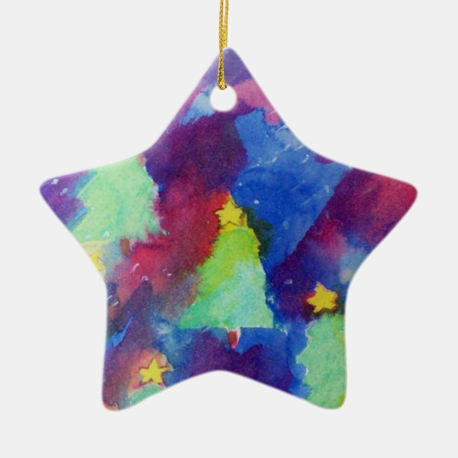 CHRISTMAS TREE Star Ceramic Ornament (Front)