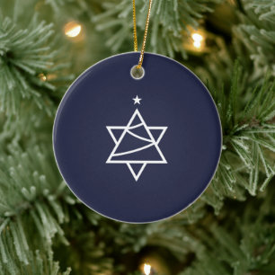 Christmas Tree Star of David Ceramic Ornament