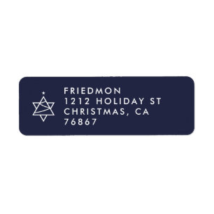 Christmas Tree Star of David return address label