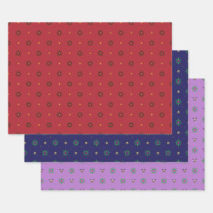 Christmas Tree Star on red, blue, purple Wrapping Paper Sheet