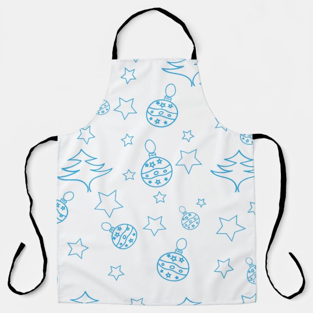 Christmas tree,  stars and balls - simple seamless apron (Front)