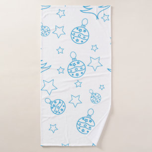 Christmas tree,  stars and balls - simple seamless bath towel