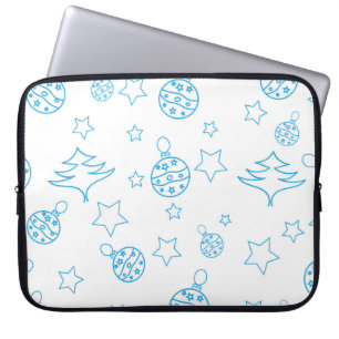 Christmas tree,  stars and balls - simple seamless laptop sleeve