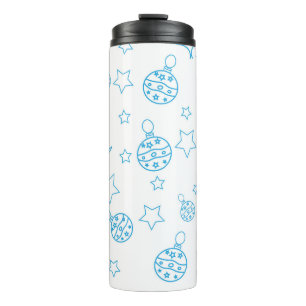 Christmas tree,  stars and balls - simple seamless thermal tumbler